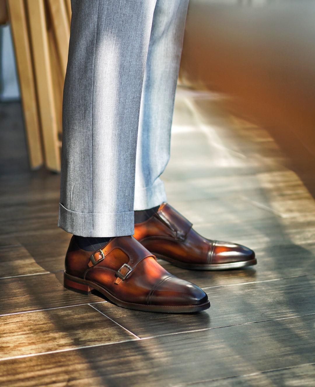 MenStyleWith Cap Toe Double Monkstrap CS-MK3