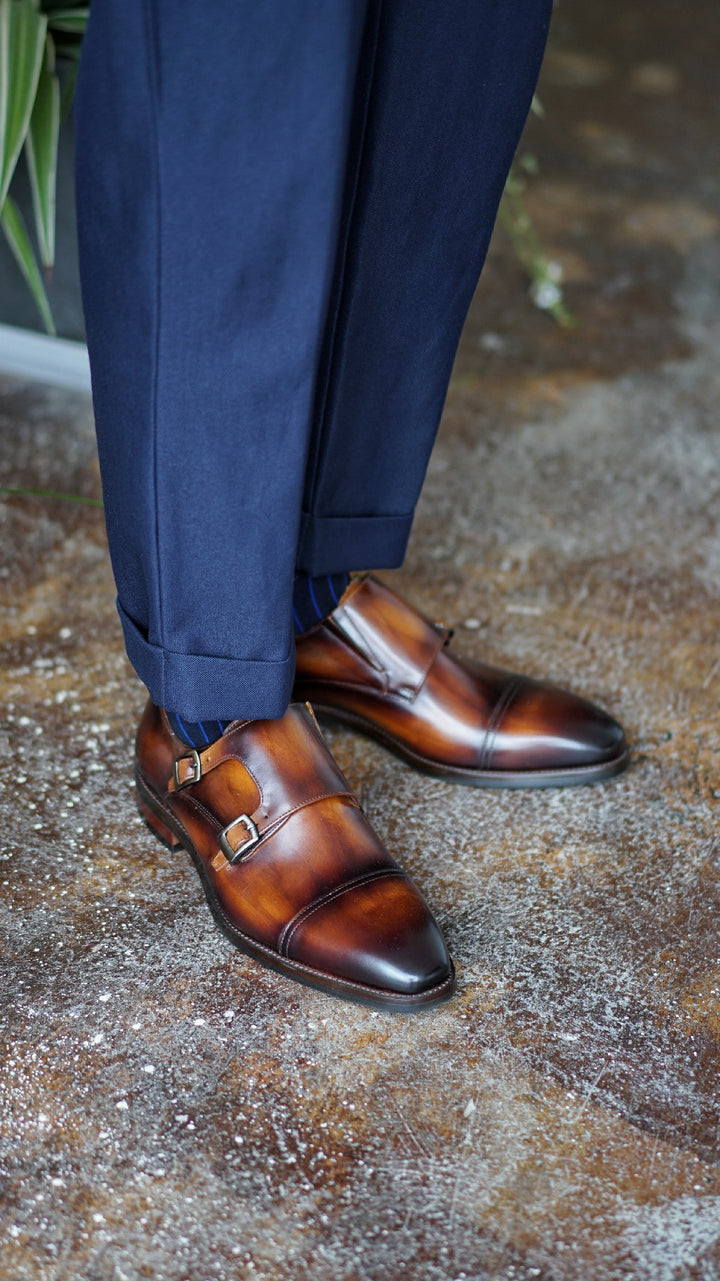 MenStyleWith Cap Toe Double Monkstrap CS-MK3