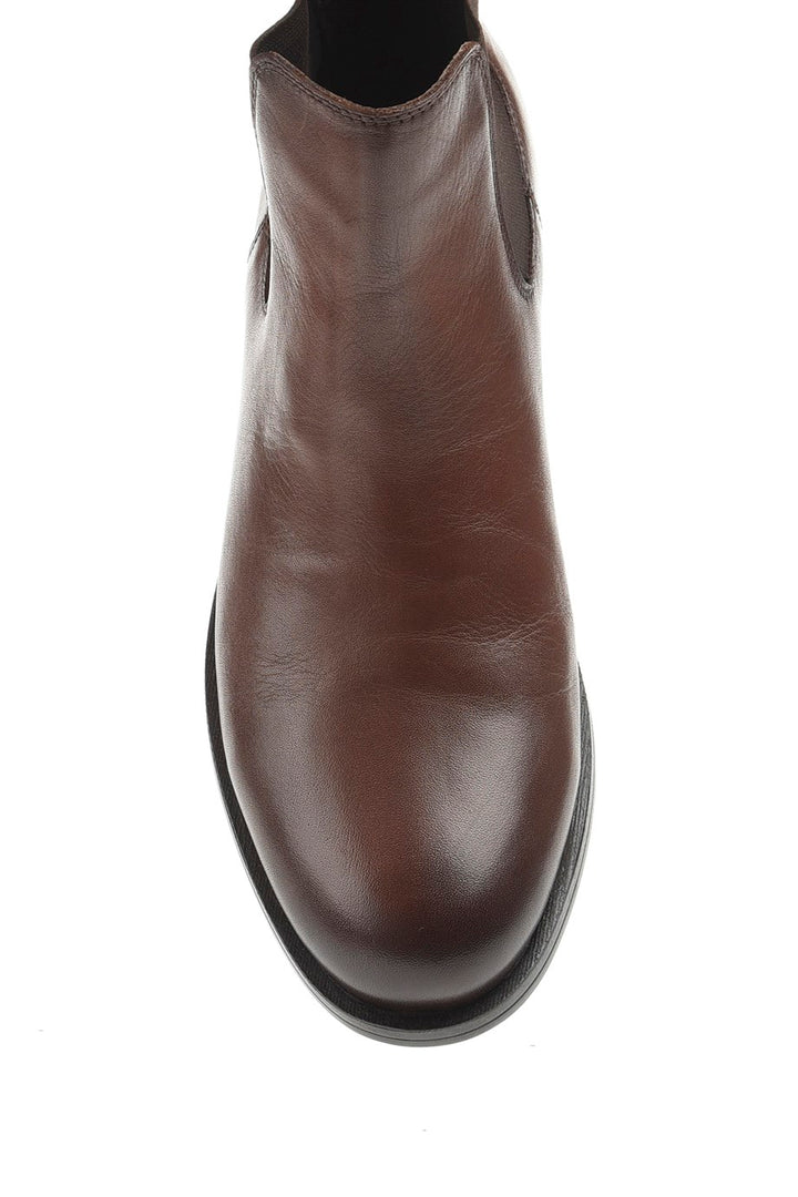 Chocolate Brown Leather Chelsea Boots