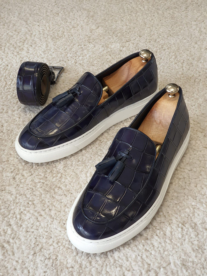 Chaussures Chase Croc en cuir bleu marine