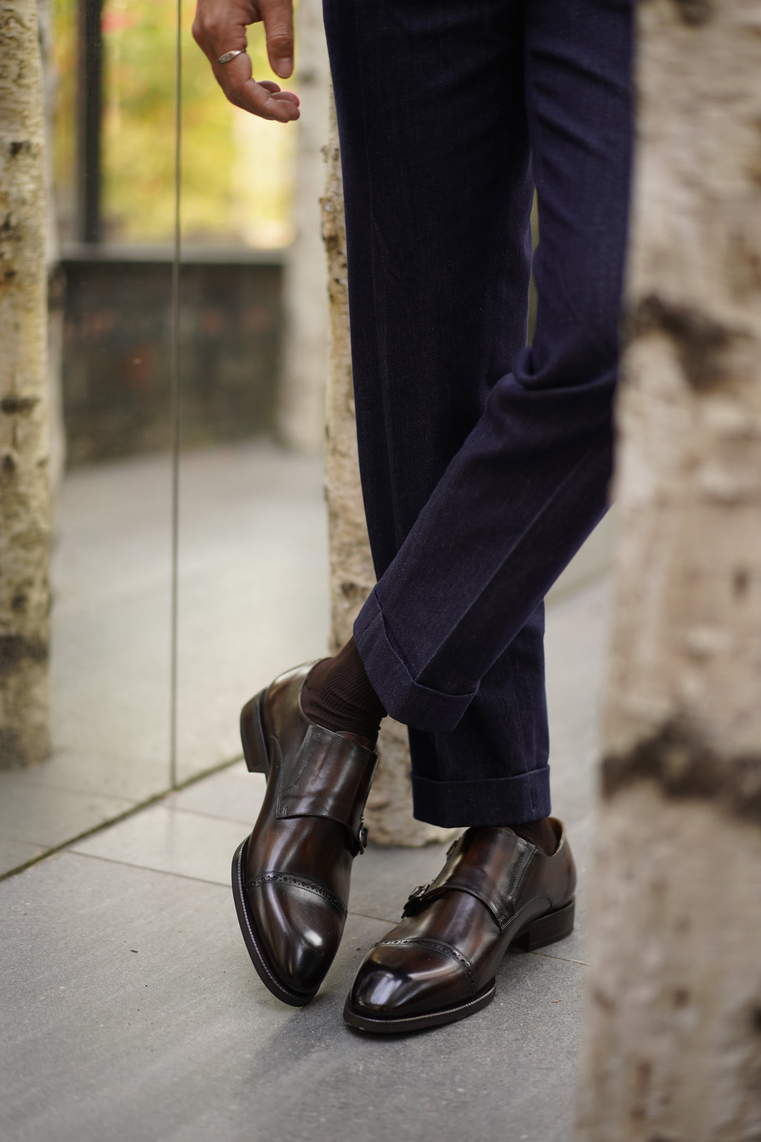 MenStyleWith Double Monk Strap Leather Shoes