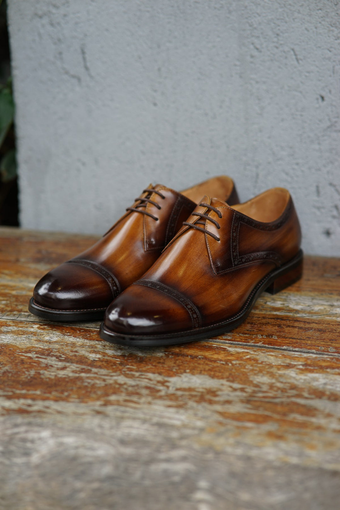 MenStyleWith Cap Toe Quarter Brogue Derby Shoes MW-B602