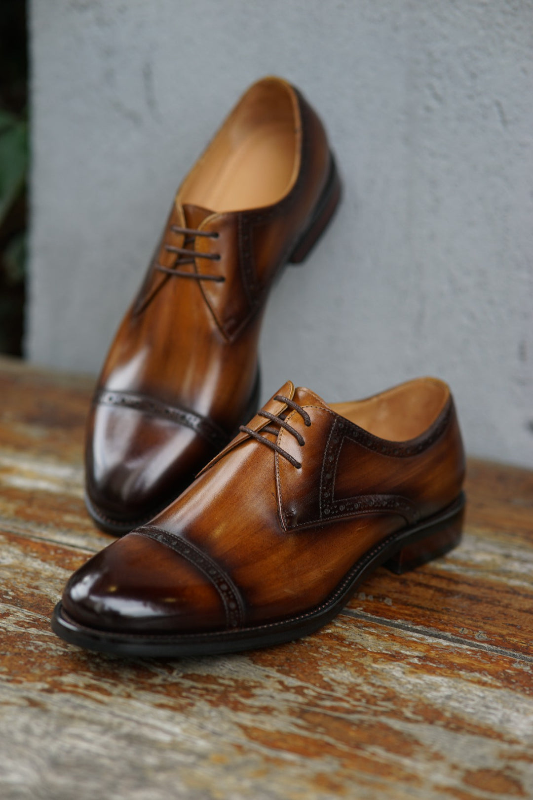 MenStyleWith Cap Toe Quarter Brogue Derby Shoes MW-B602