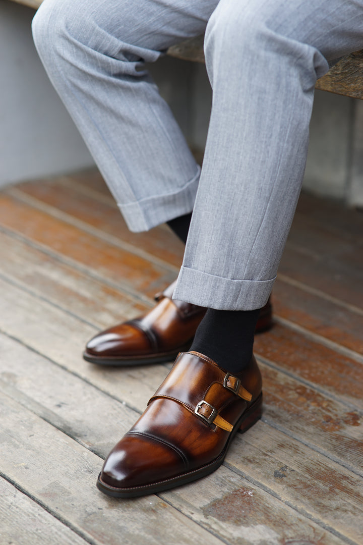 MenStyleWith Cap Toe Double Monkstrap CS-MK3