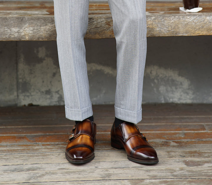 MenStyleWith Cap Toe Double Monkstrap CS-MK3