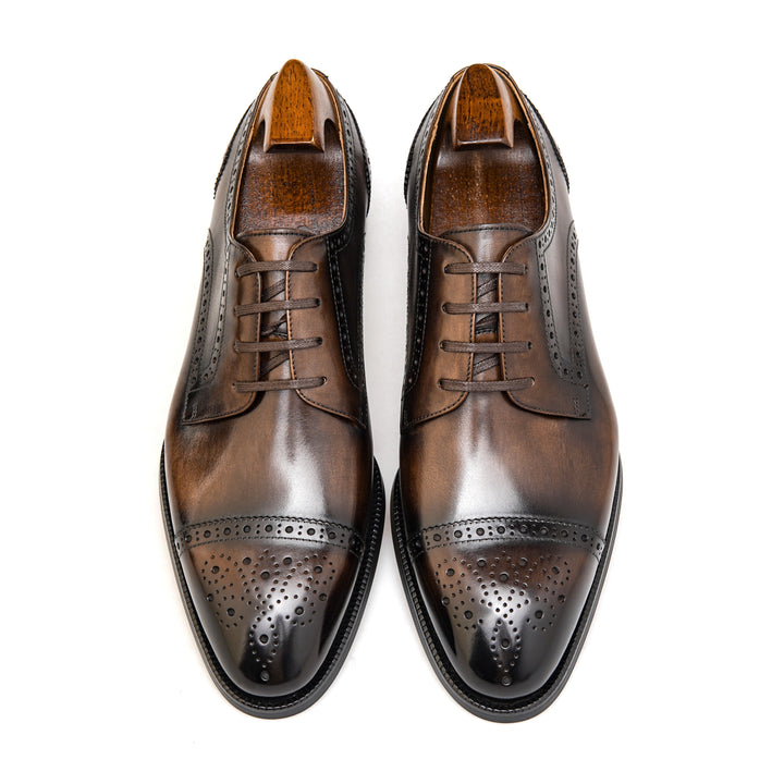 MenStyleWith Chaussures d'affaires Derby noires à bout tablier pour hommes PE926-B601