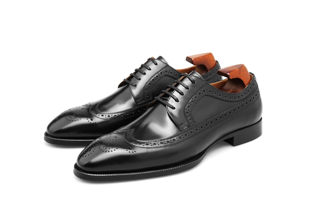 MenStyleWith Chaussures d'affaires Derby noires à bout tablier pour hommes PE926-B601