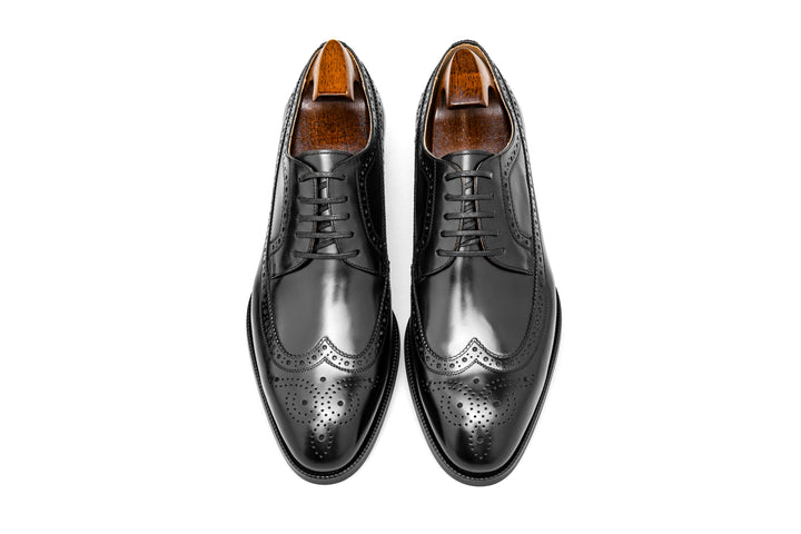 MenStyleWith Chaussures d'affaires Derby noires à bout tablier pour hommes PE926-B601