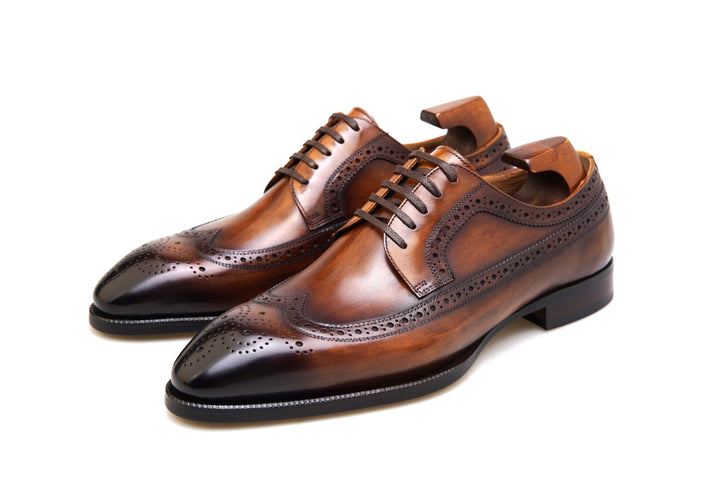 MenStyleWith Chaussures d'affaires Derby noires à bout tablier pour hommes PE926-B601