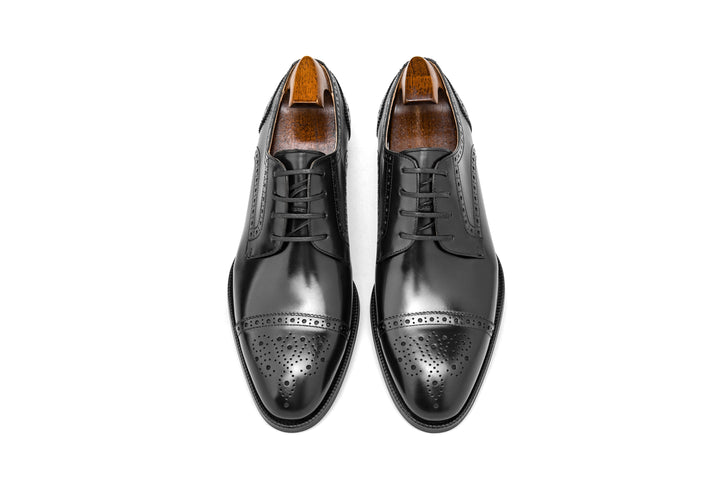 MenStyleWith Chaussures d'affaires Derby noires à bout tablier pour hommes PE926-B601