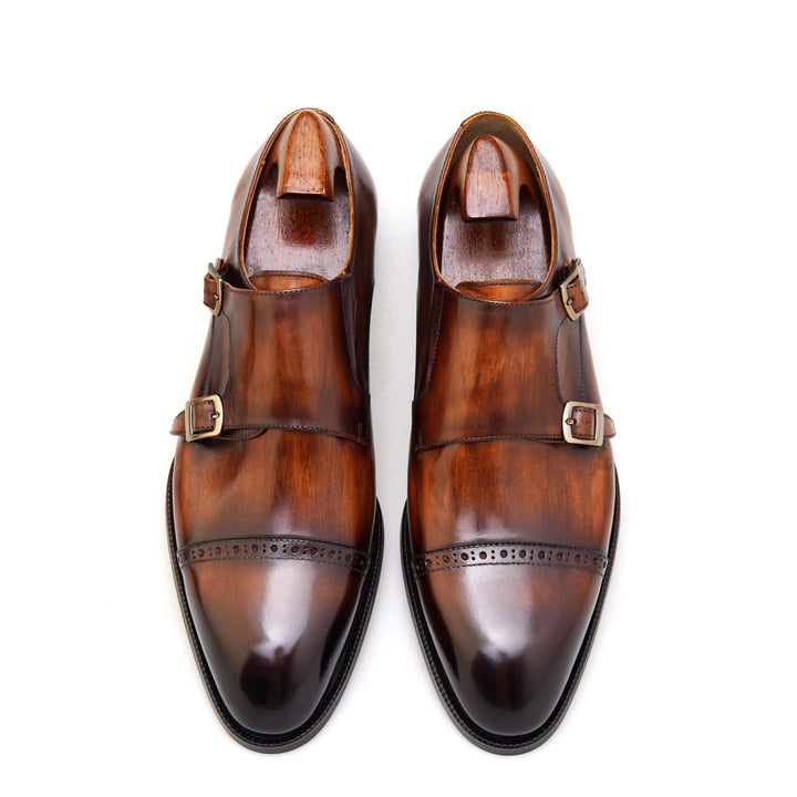 MenStyleWith Double Monk Strap Leather Shoes