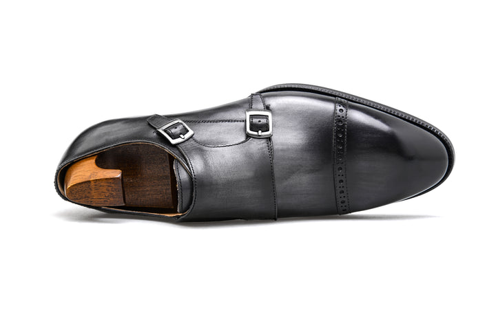 MenStyleWith Double Monk Strap Leather Shoes