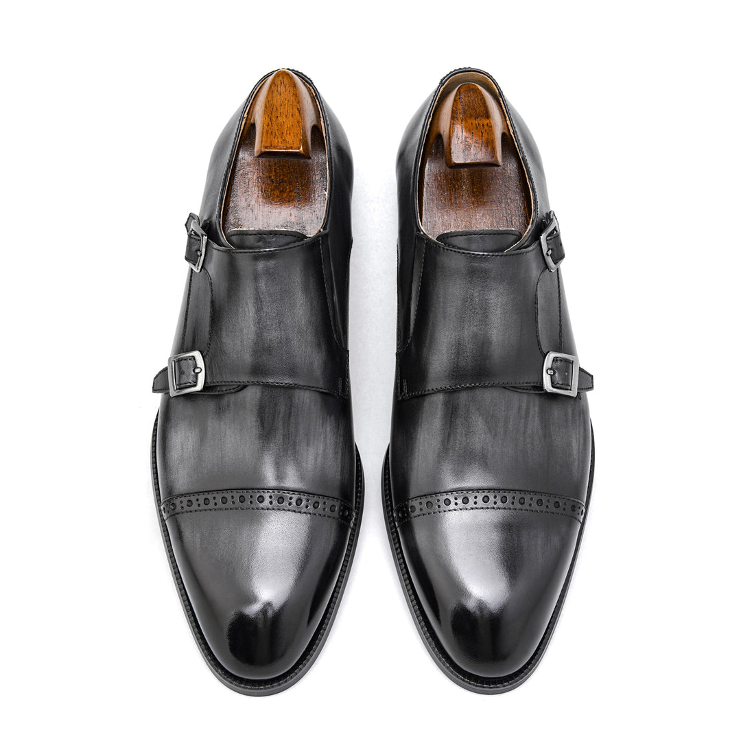 MenStyleWith Double Monk Strap Leather Shoes