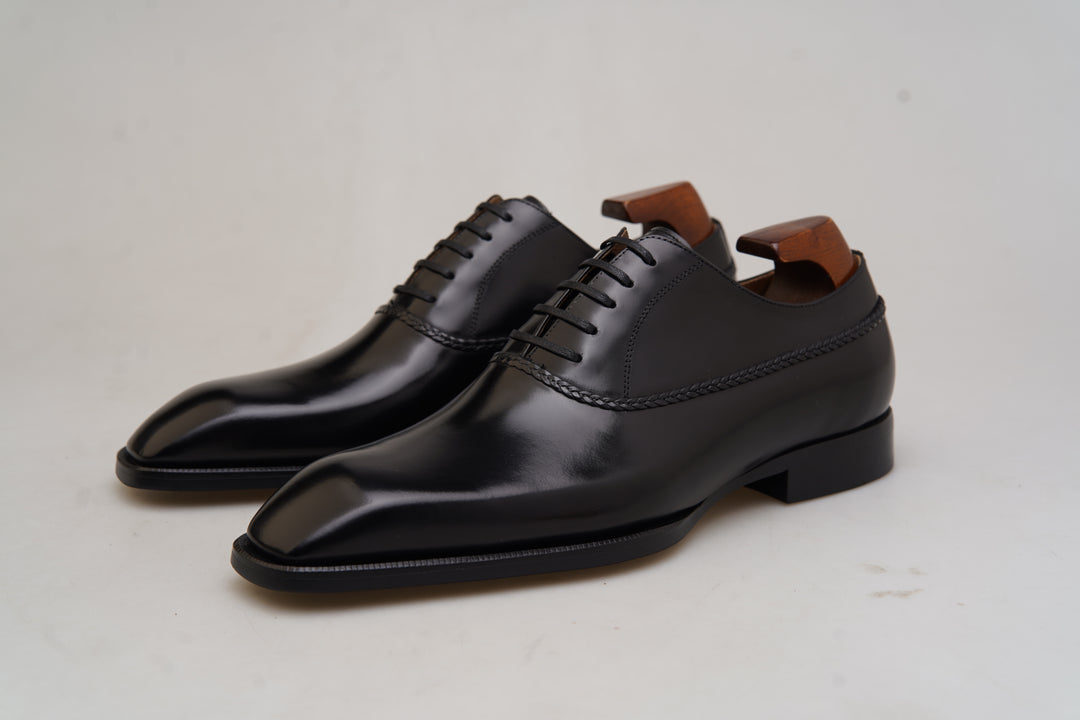 MenStyleWith Chaussures d'affaires Derby noires à bout tablier pour hommes PE926-B601