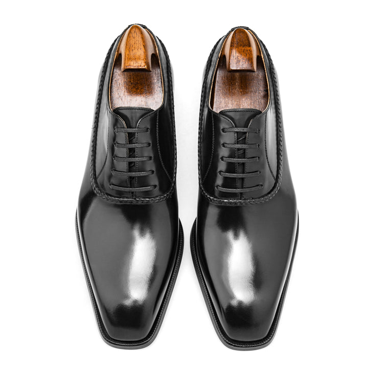 MenStyleWith Chaussures d'affaires Derby noires à bout tablier pour hommes PE926-B601