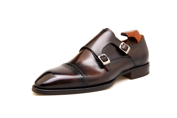 Double Monk Strap Leather Shoes