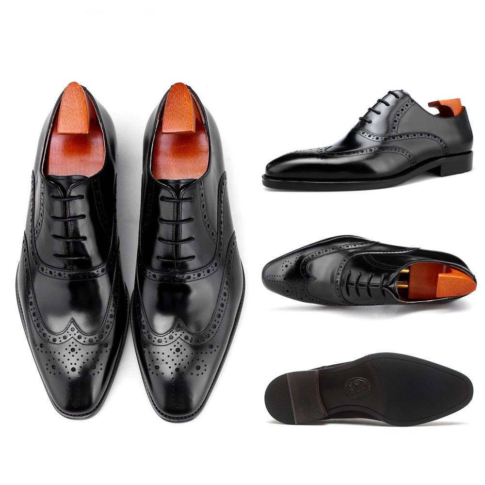 MenStyleWith Wingtips Full Brogue Leather Shoes MW-A1H