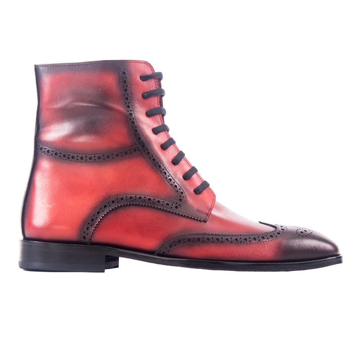 MenStyleWith Red Patina Boots with Black Finishing