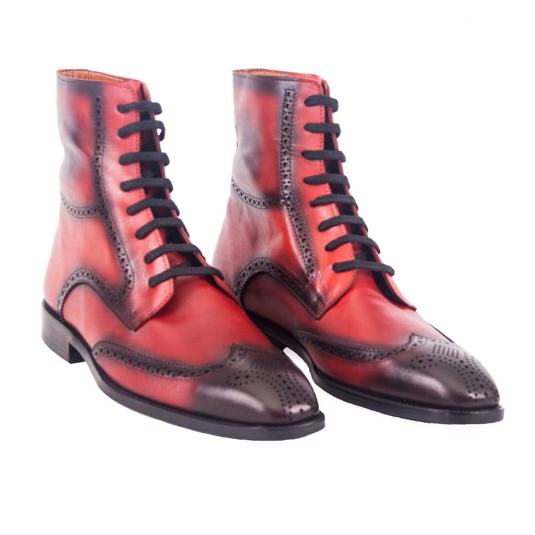 MenStyleWith Red Patina Boots with Black Finishing