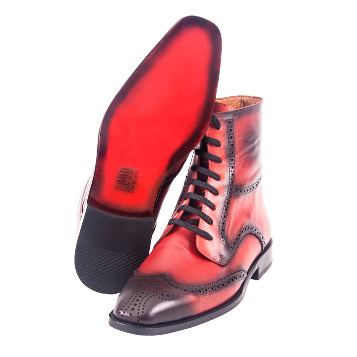 MenStyleWith Red Patina Boots with Black Finishing