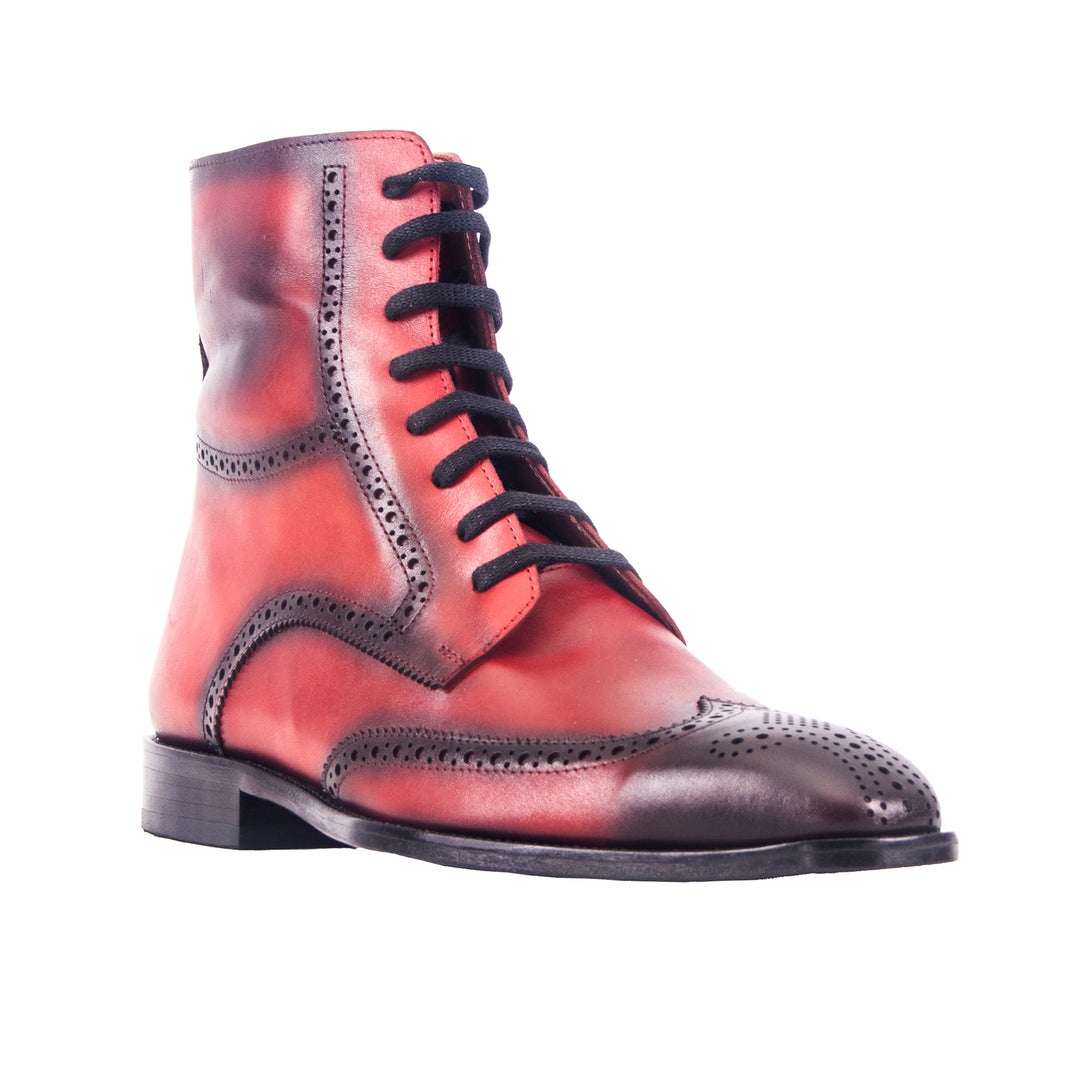 MenStyleWith Red Patina Boots with Black Finishing