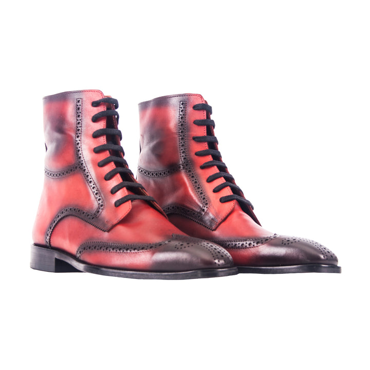 MenStyleWith Red Patina Boots with Black Finishing