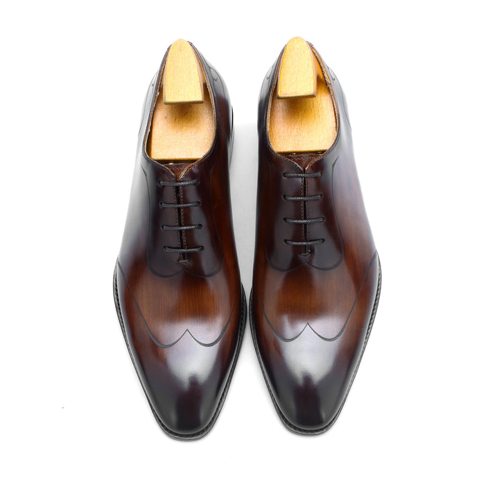 MenStyleWith Wingtip Oxford chaussures en cuir faites à la main B520