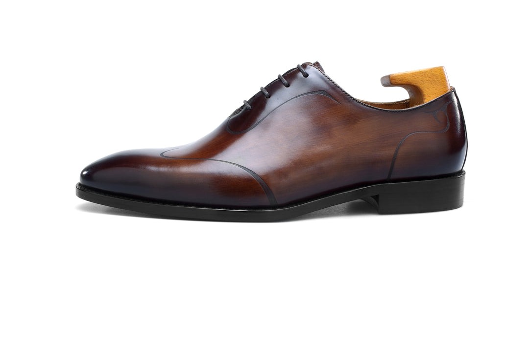 MenStyleWith Wingtip Oxford chaussures en cuir faites à la main B520