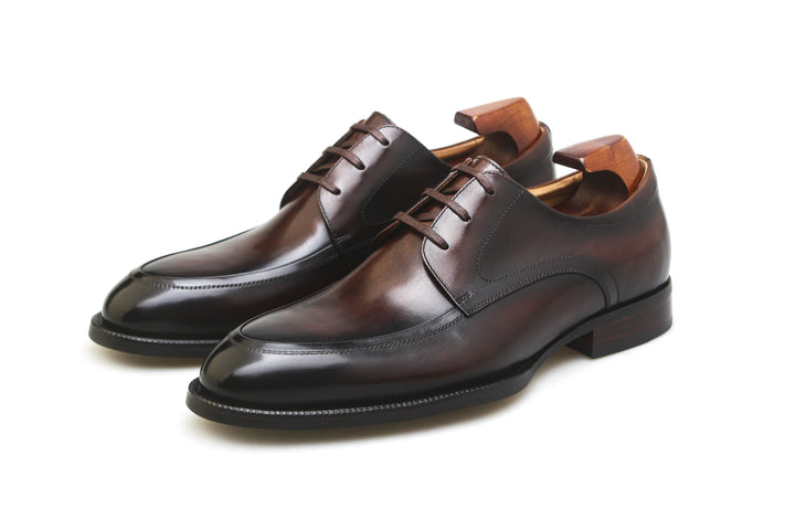 MenStyleWith Chaussures d'affaires Derby noires à bout tablier pour hommes PE926-B601