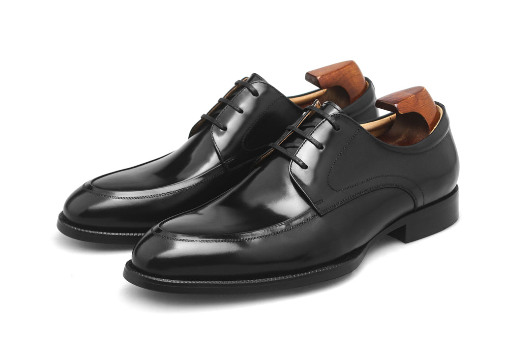 MenStyleWith Chaussures d'affaires Derby noires à bout tablier pour hommes PE926-B601