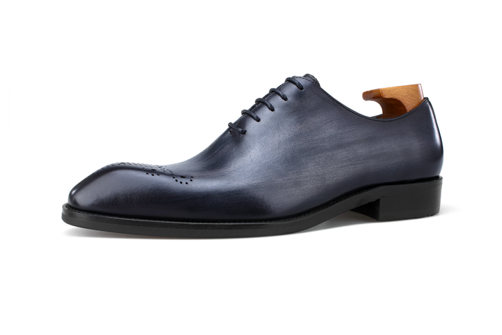 MenStyleWith chaussures en cuir Oxford à bouts d'ailes gris et marron F64-WH5