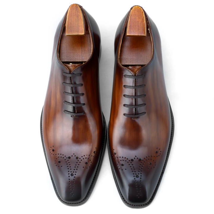 MenStyleWith chaussures en cuir Oxford à bouts d'ailes gris et marron F64-WH5