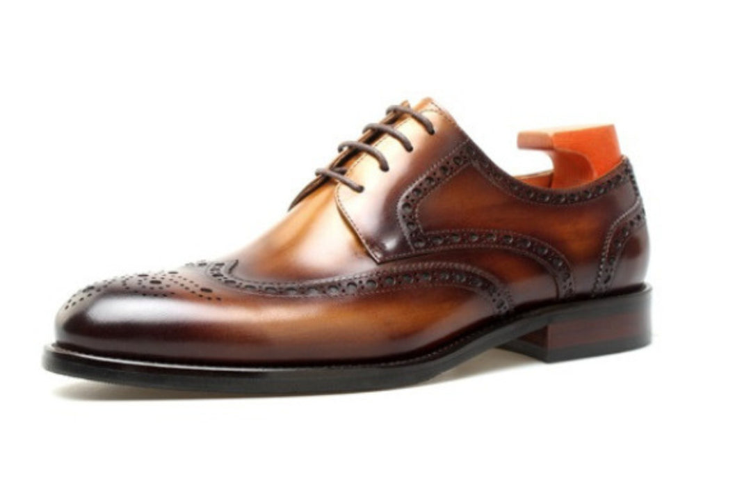 MenStyleWith Derby à bouts d'ailes patinés marron pour hommes B504