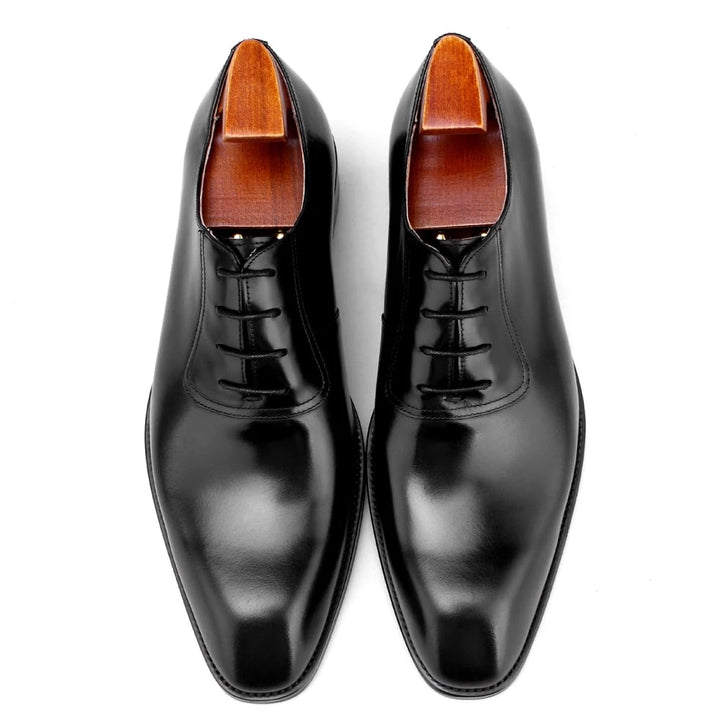 MenStyleWith Chaussures en cuir de veau Oxford noir et marron à bout uni F64-NG1