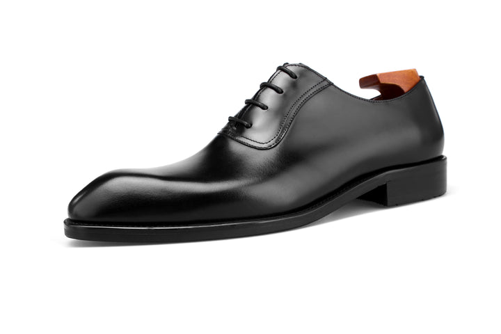 MenStyleWith Chaussures en cuir de veau Oxford noir et marron à bout uni F64-NG1