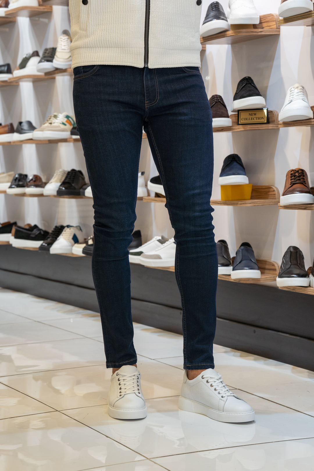 Specially Designed Lycra Side Pocket Detailed Slim Fit Jeans - Navy Blue