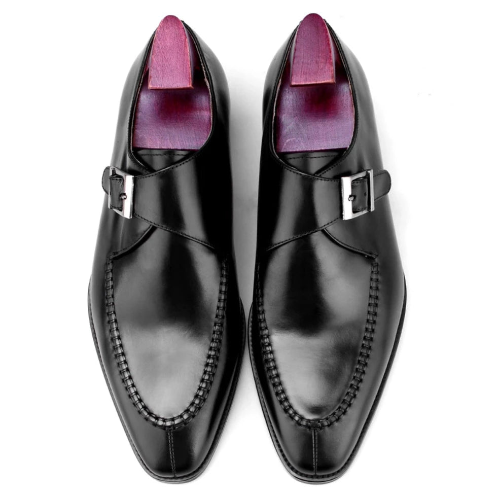 MenStyleAvec Moc Toe Single Monkstrap Noir &amp; Café F8-KB10