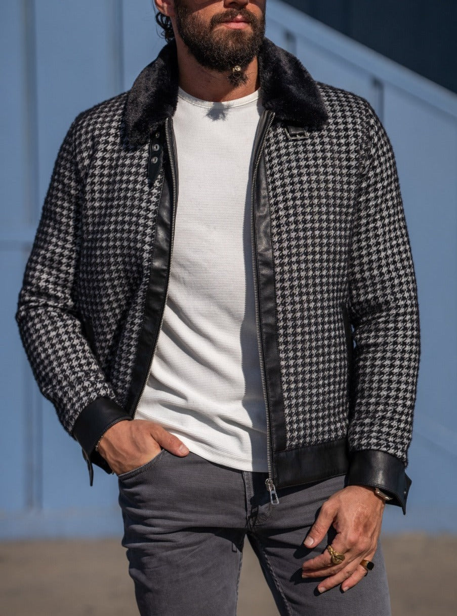 Slim Fit Fur Detailed Jacket With Side Pockets - Black