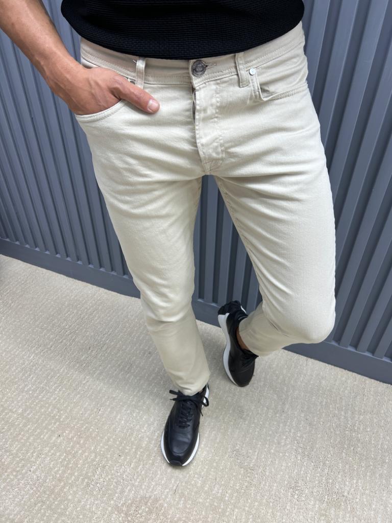Procent Misbrug Tilstedeværelse Slim Fit Jeans With Side Pockets - Beige – MenStyleWith