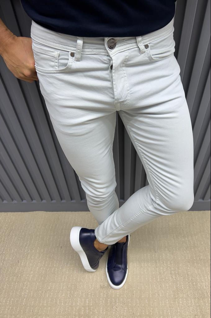 Slim Fit Jeans With Side Pockets - Ice Blue