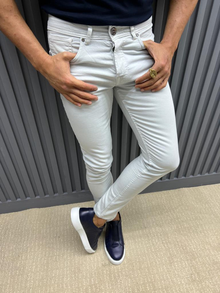 Slim Fit Jeans With Side Pockets - Ice Blue