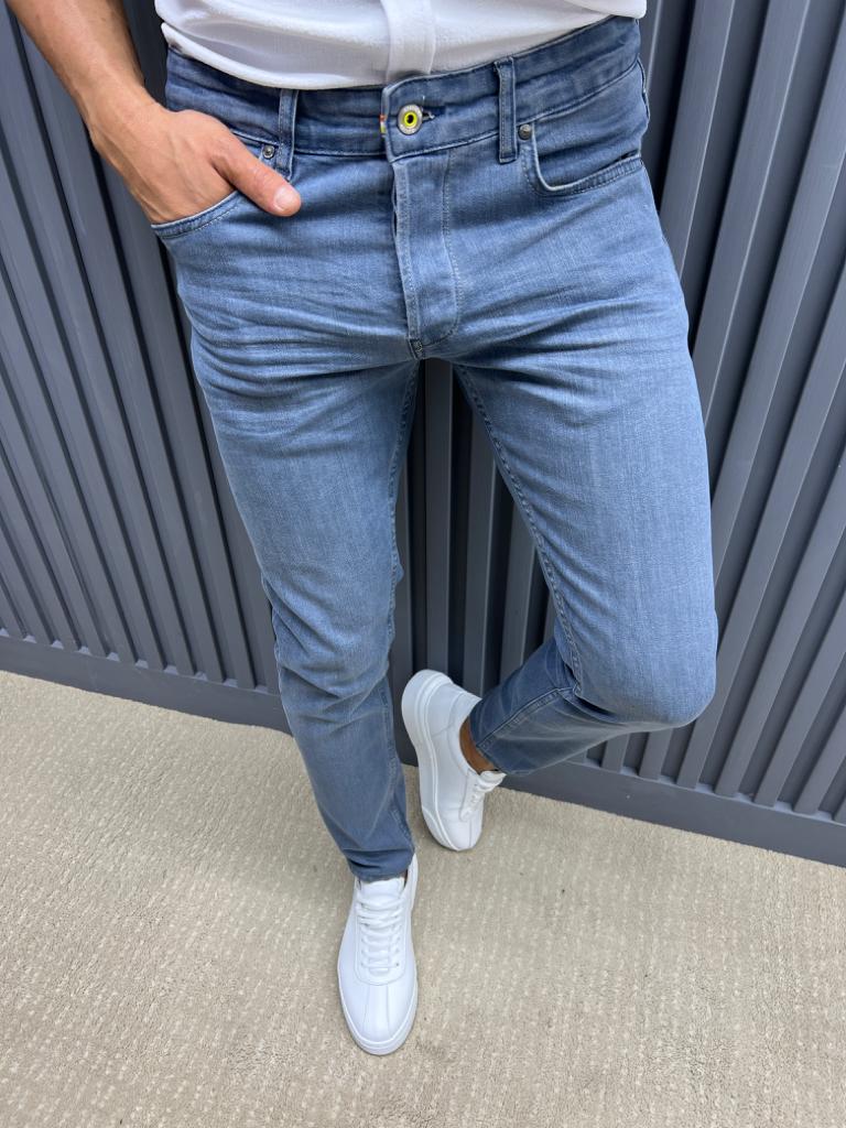 Jean Slim Fit Avec Poches Latérales - Bleu Marine