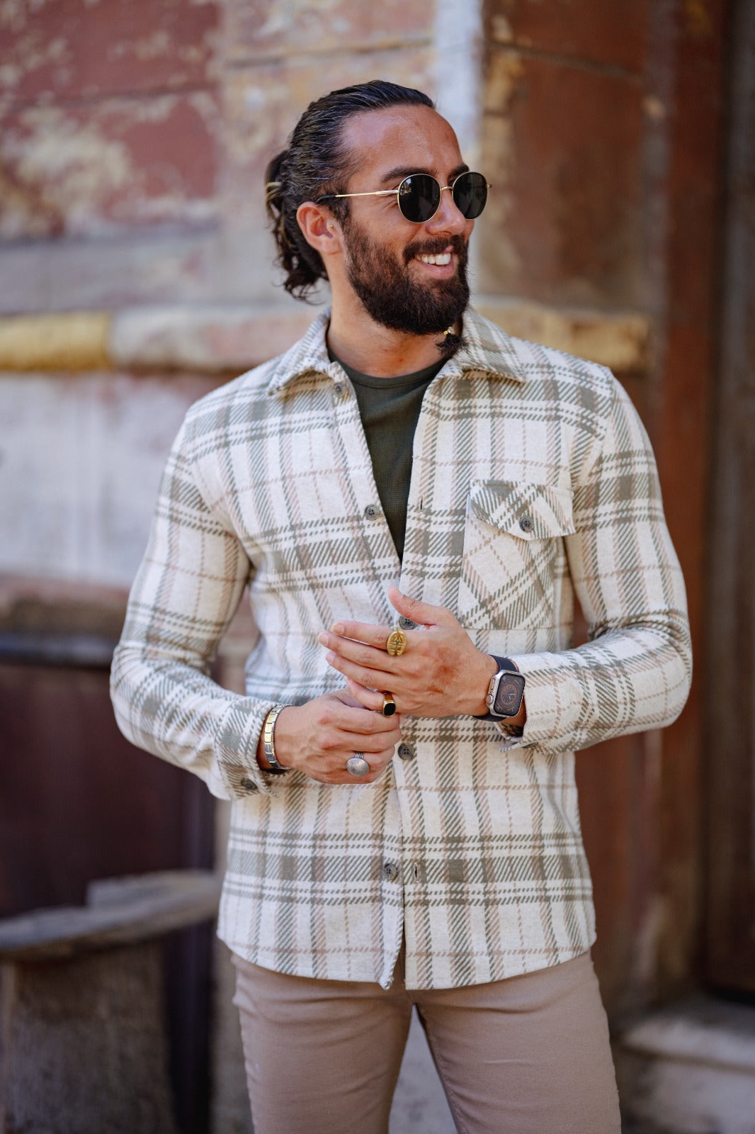 Slim Fit Stripe Detailed Lumberjack Shirt - Green