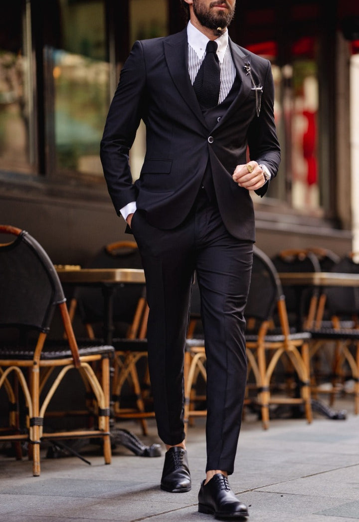 Special Design Mono Collar Suit - Black