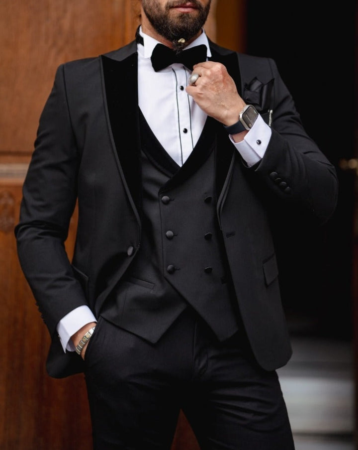 Velvet Collar Tuxedo - Black