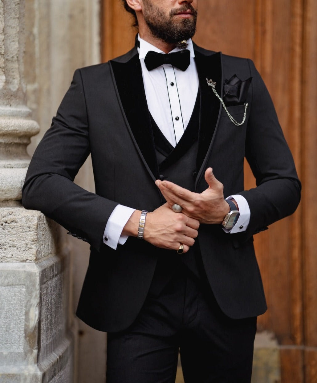 Velvet Collar Tuxedo - Black