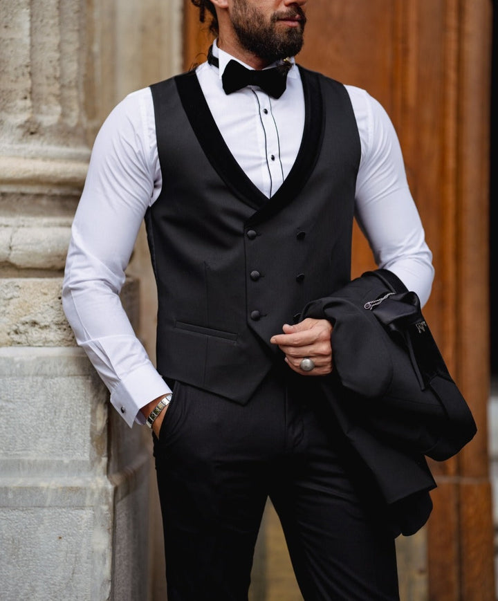 Velvet Collar Tuxedo - Black