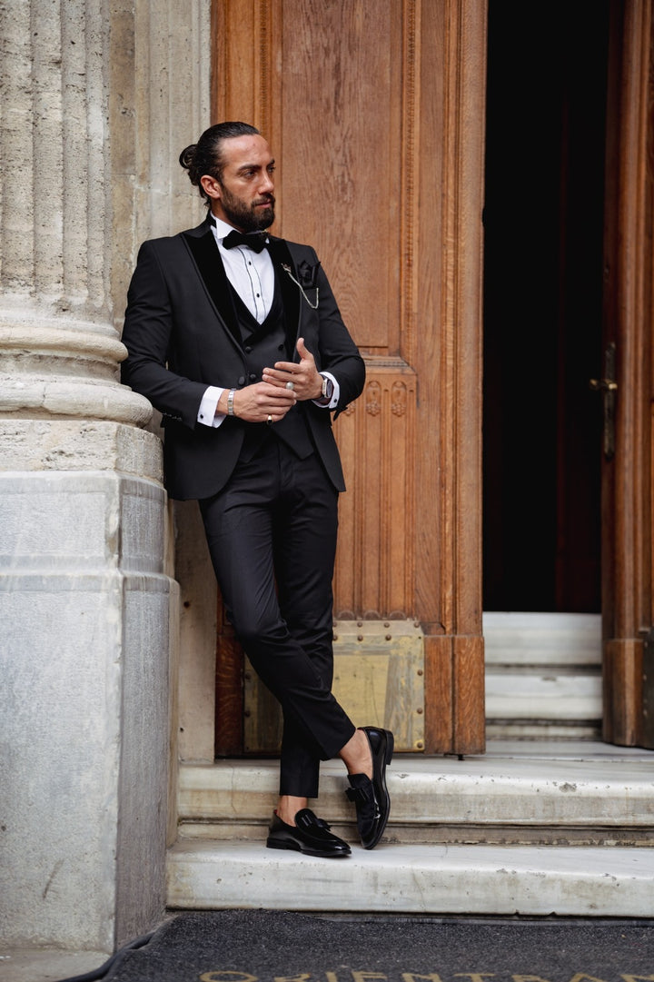 Velvet Collar Tuxedo - Black