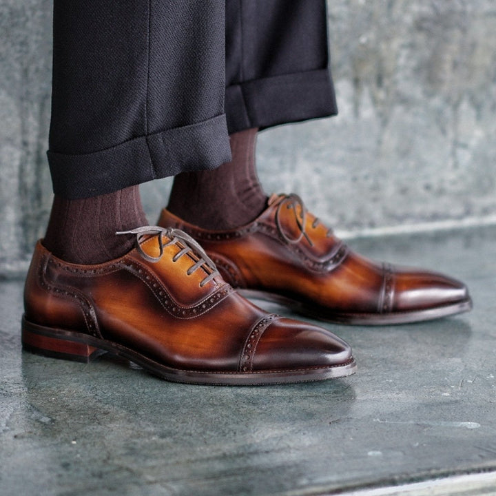 Cap Toe Oxford Leather Shoes