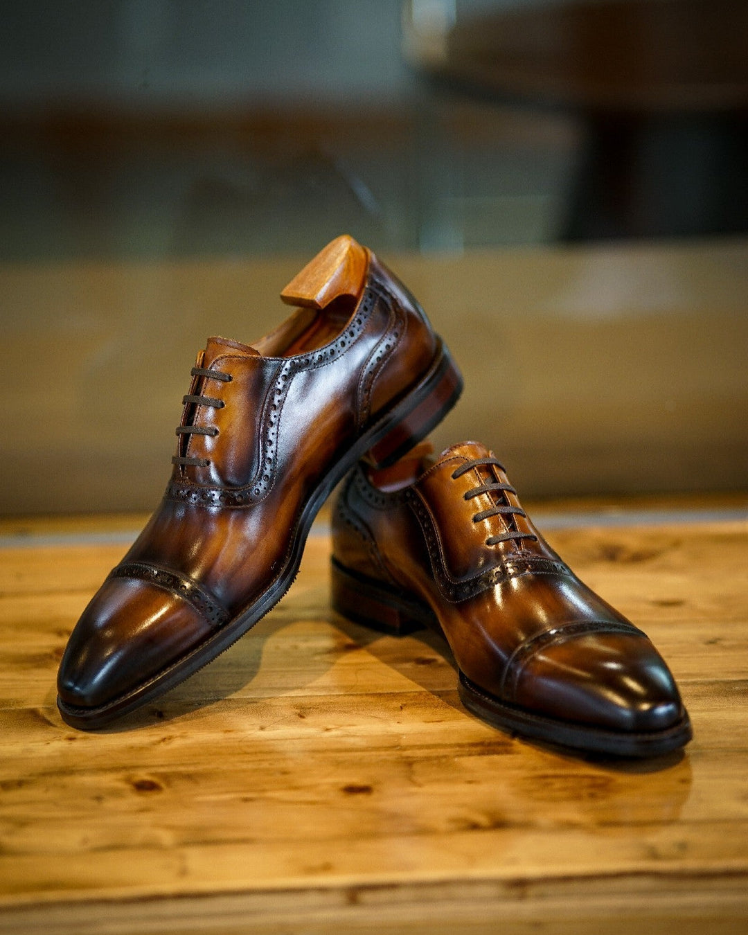 Cap Toe Oxford Leather Shoes